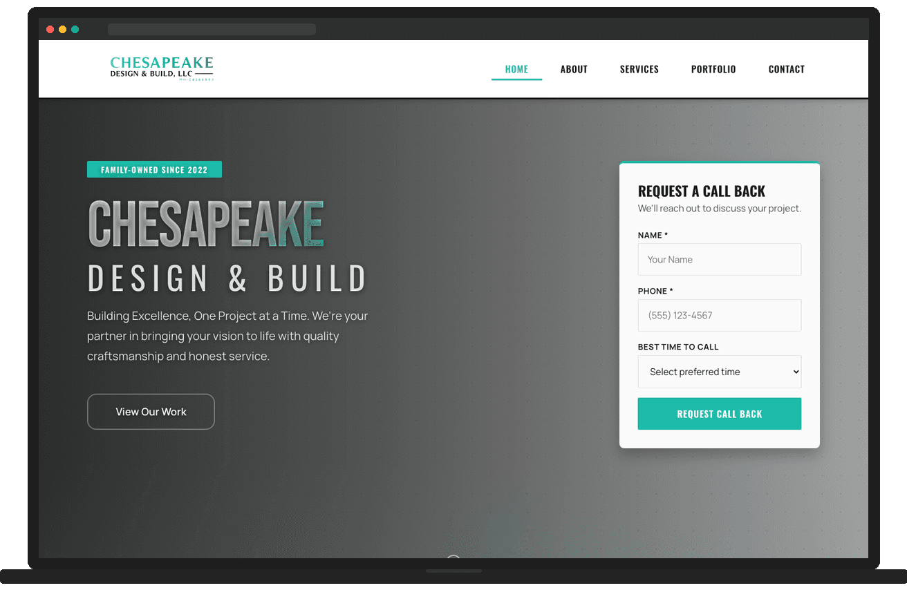 Custom website built for a Maryland business